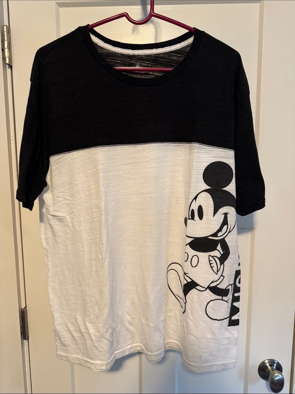 Men’s Mickey Mouse Short Sleeve Colorblock Tee - Black & White
